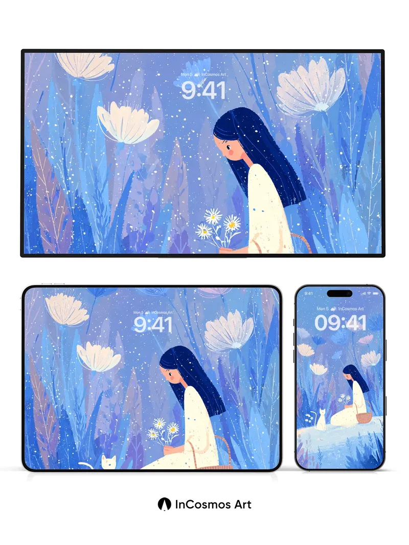 Snowfall Serenade Wallpaper with Whispering Flowers