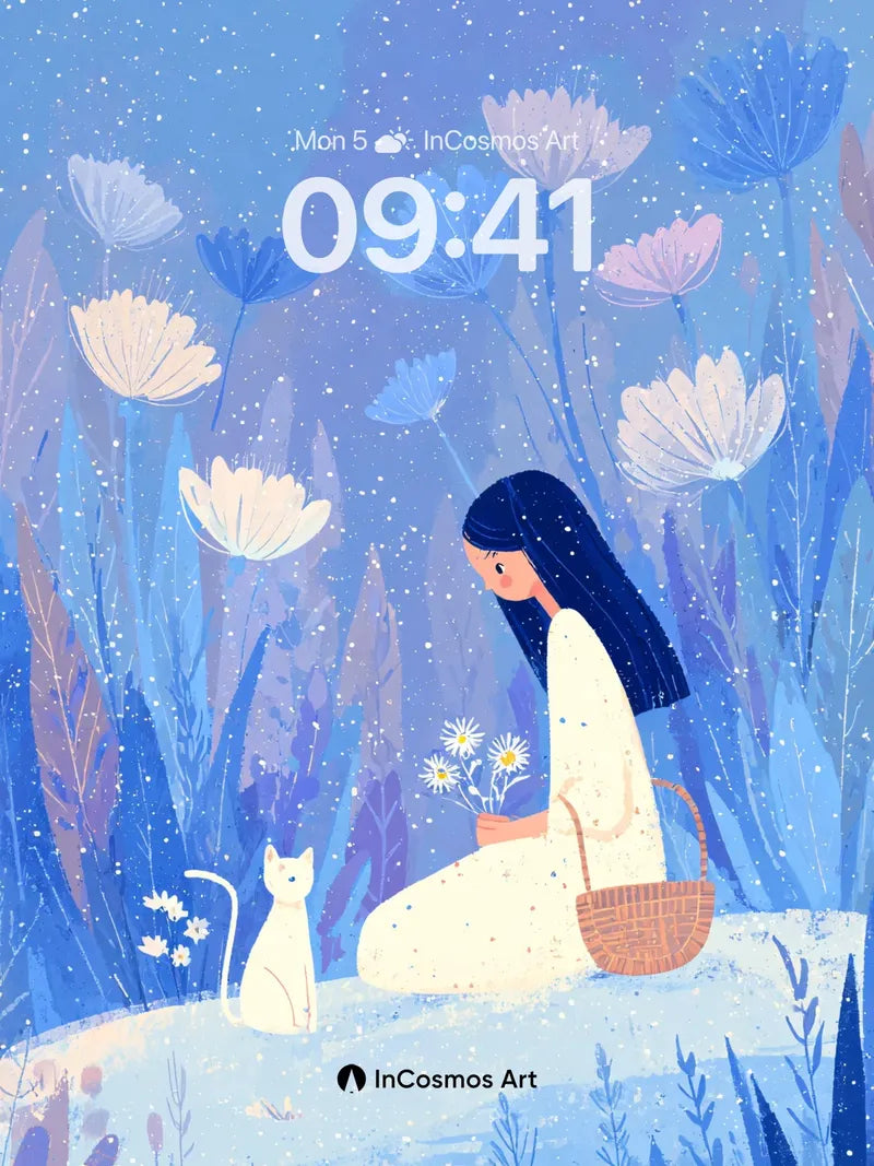 Snowfall Serenade Wallpaper with Whispering Flowers wallpaper for iPhone, iPad & Mac