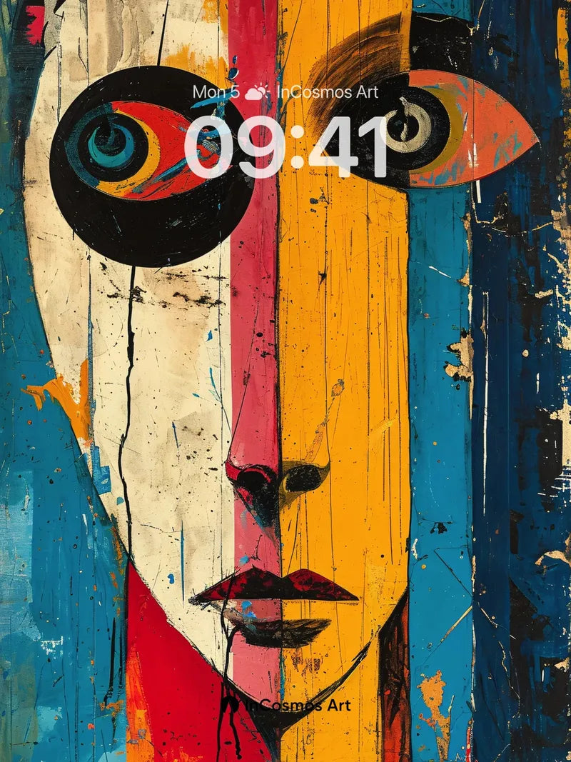 Cubist Echo Wallpaper with Painted Wood Grain wallpaper for iPhone, iPad & Mac
