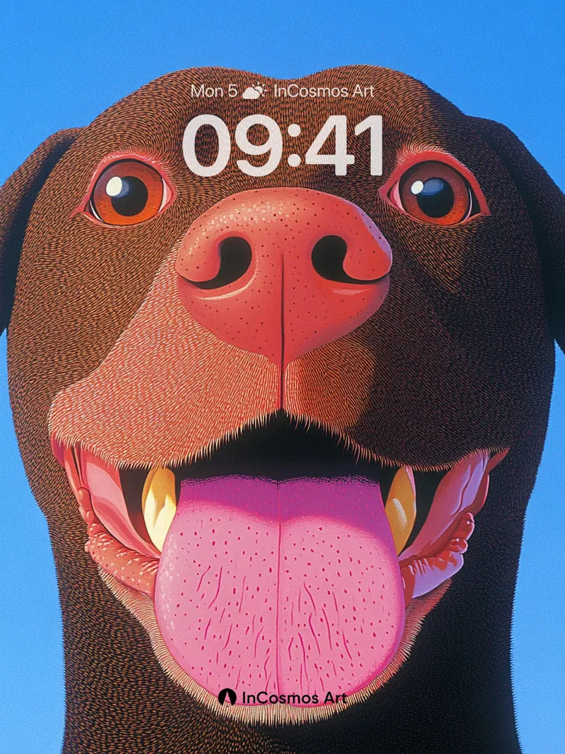 Joyful Canine Gaze Wallpaper with Textured Fur wallpaper for iPhone, iPad & Mac