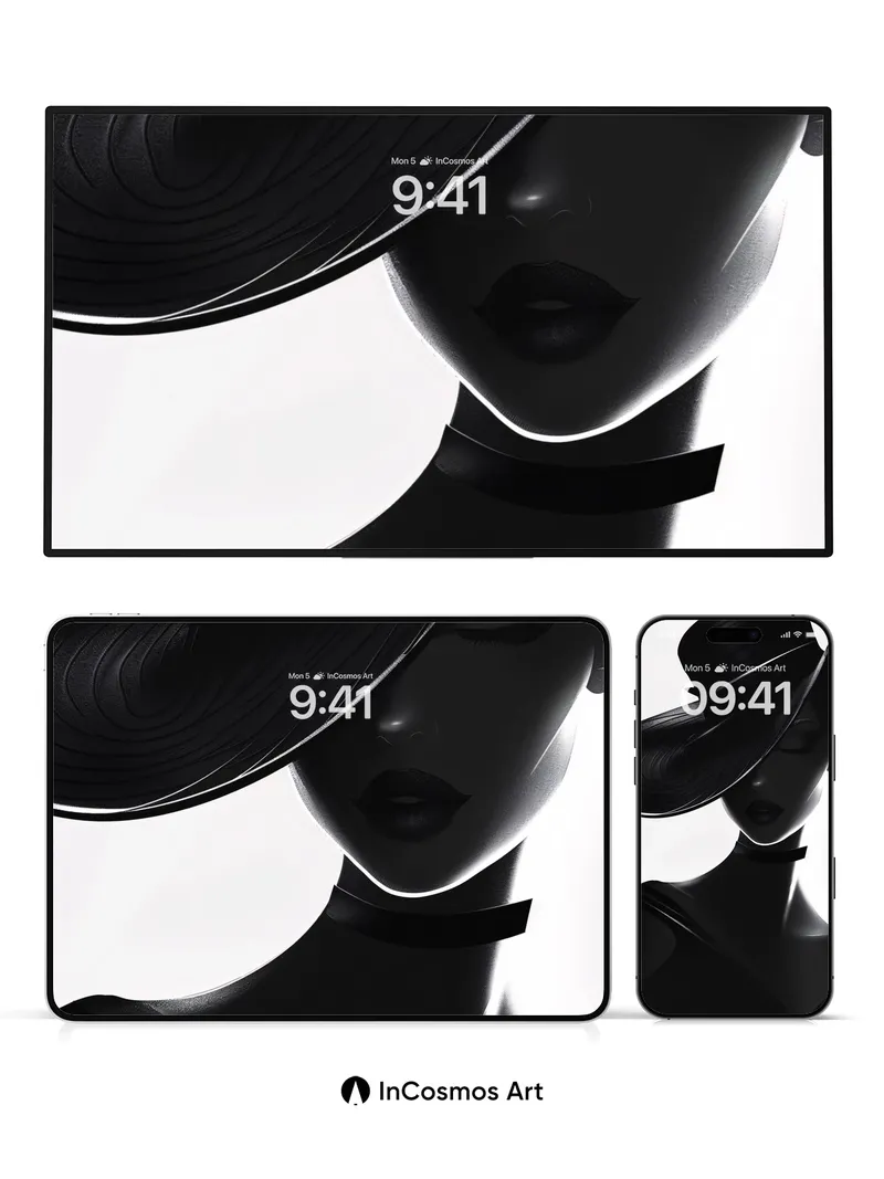 Shadowed Elegance Wallpaper with Velvet Hat