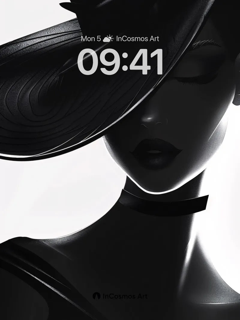 Shadowed Elegance Wallpaper with Velvet Hat