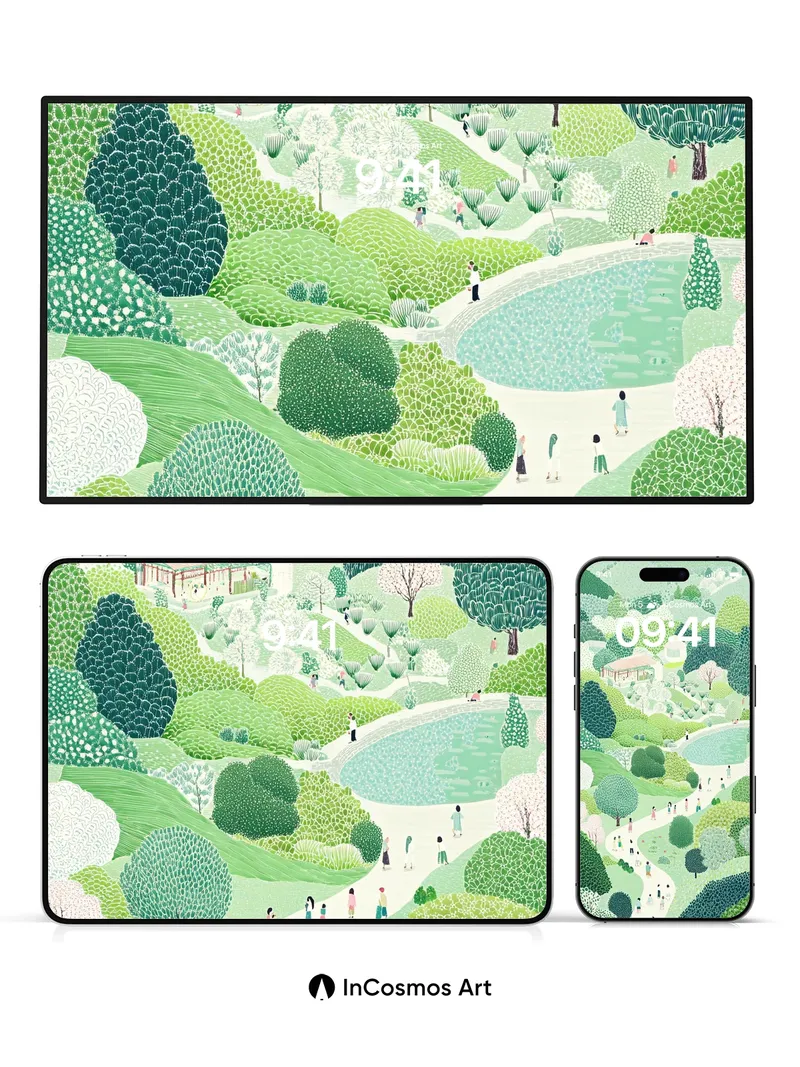 Serene Garden Wallpaper with Whispering Paths