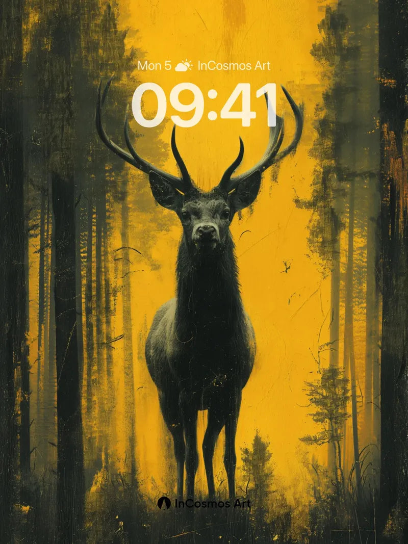 Golden Silence Wallpaper with Shadowed Stag
