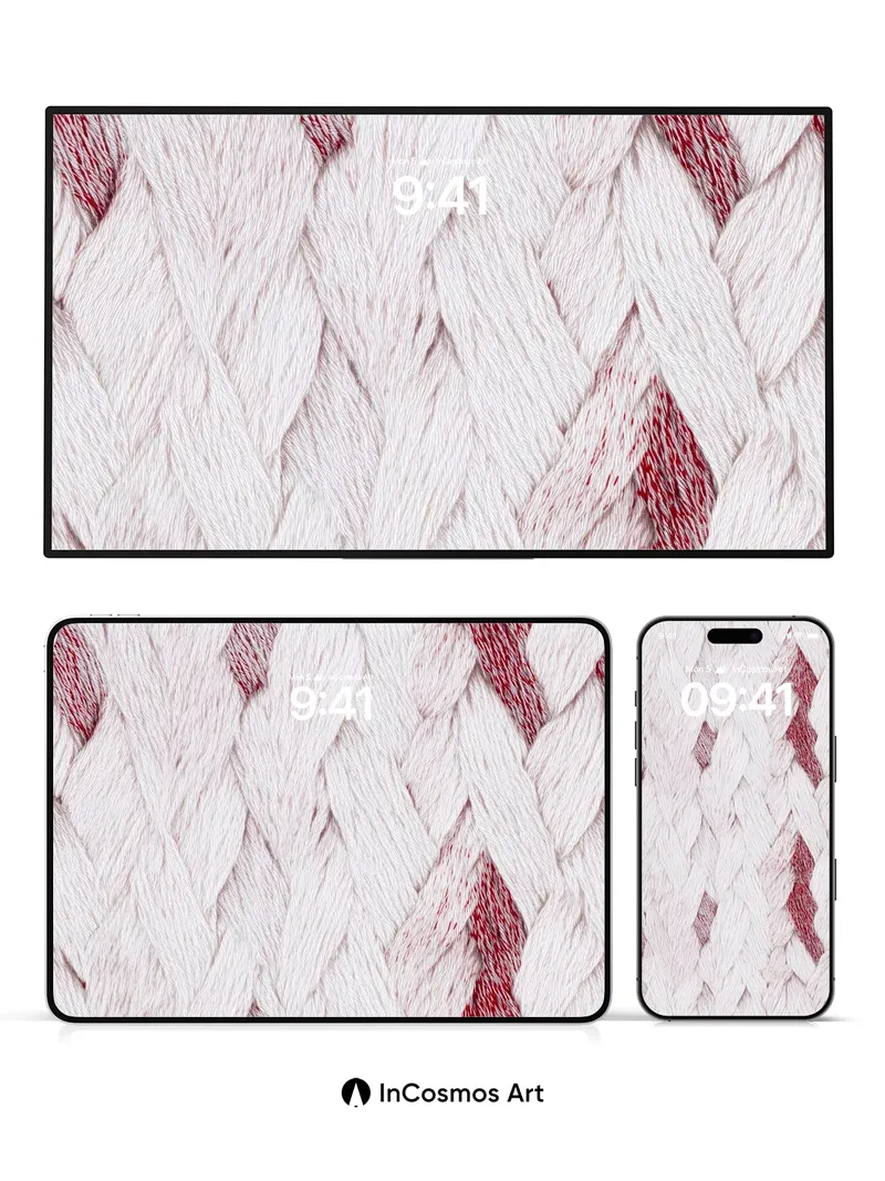 Whispered Weave Wallpaper with Crimson Threads