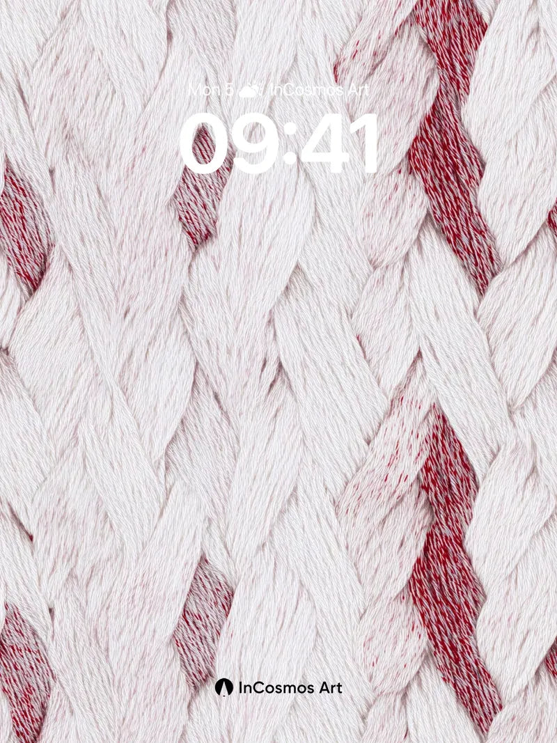 Whispered Weave Wallpaper with Crimson Threads
