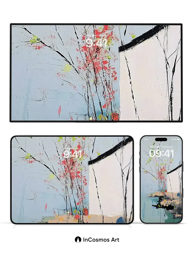 Whispering Branches Wallpaper with Floating Reflections