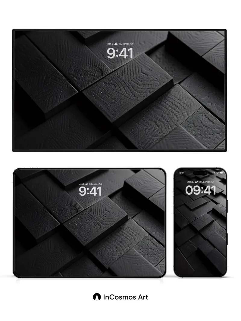 Shadowed Geometry Wallpaper with Wood Grain Depth