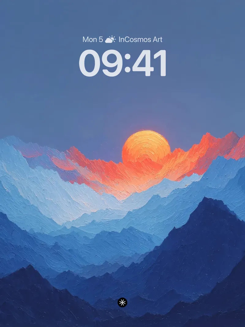 Amber Haze Mountain Wallpaper with Layered Silhouettes