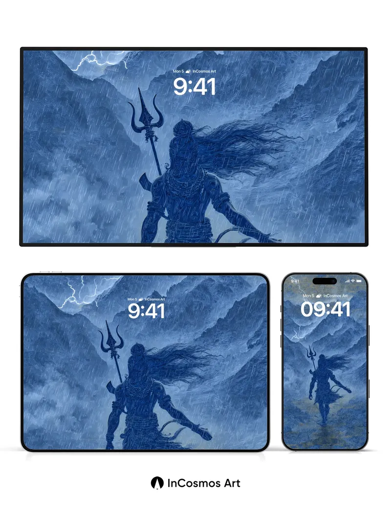 Thunderbound Warrior Wallpaper with Storm-etched Lines