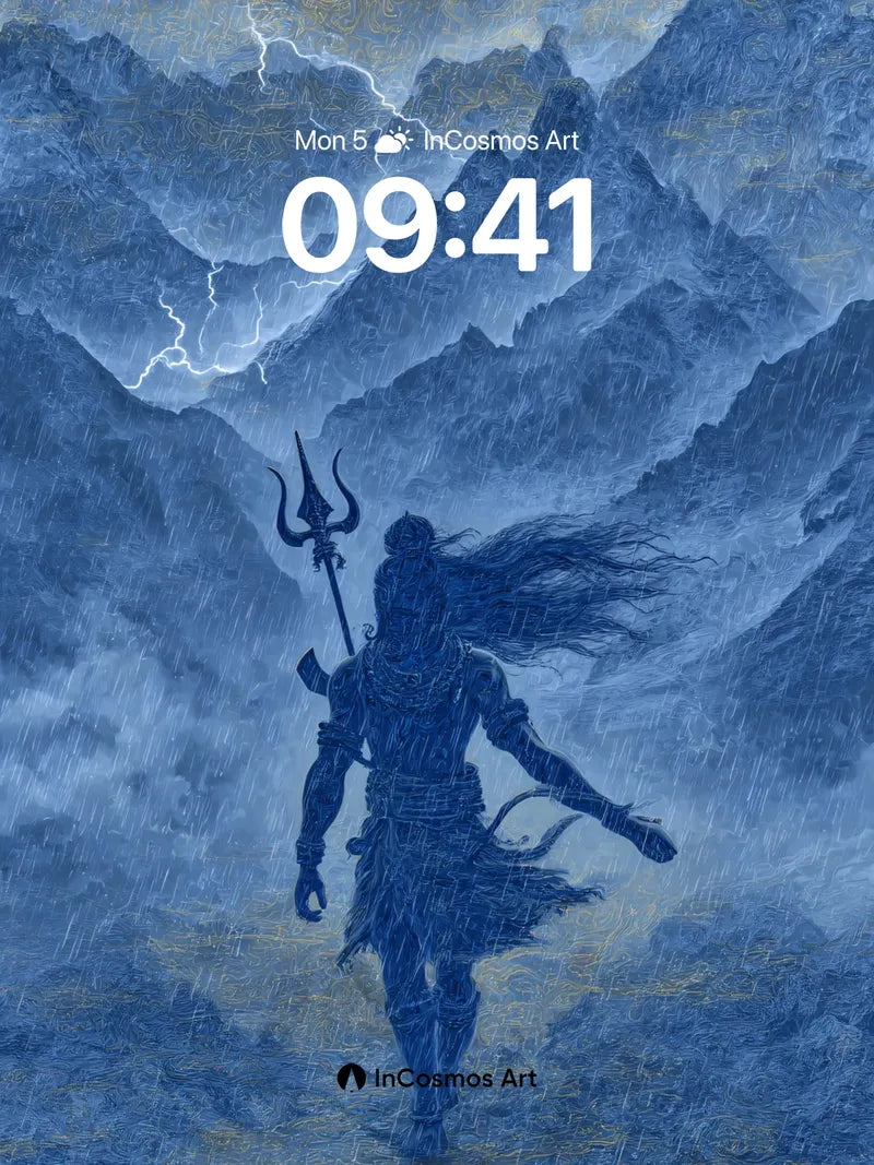 Thunderbound Warrior Wallpaper with Storm-etched Lines