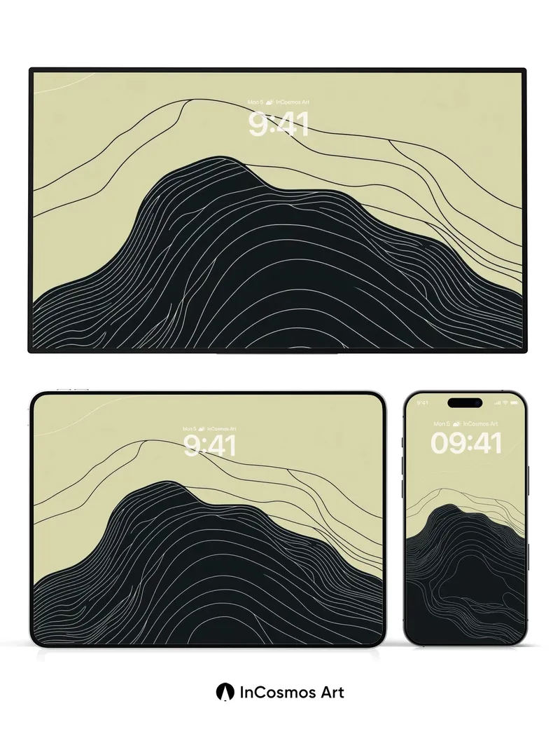 Silent Contour Wallpaper with Topographic Lines