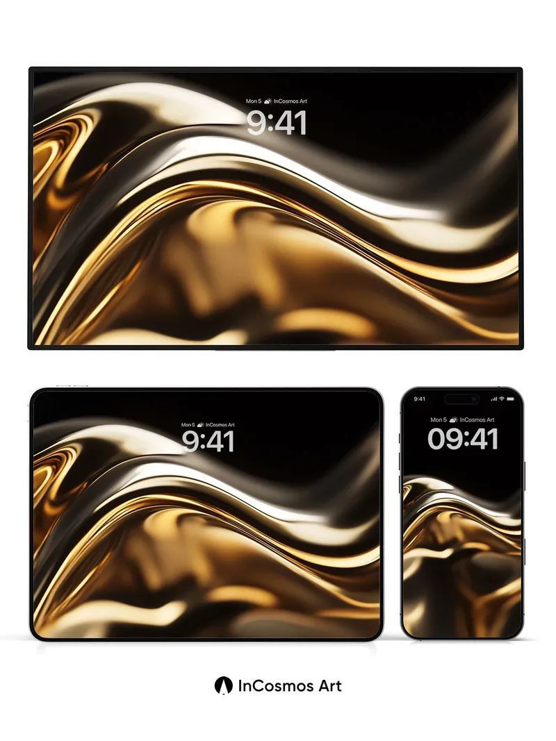 Liquid Gold Wallpaper with Flowing Light