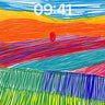 Whimsical Horizon Wallpaper with Crayon Fields wallpaper for iPhone, iPad & Mac