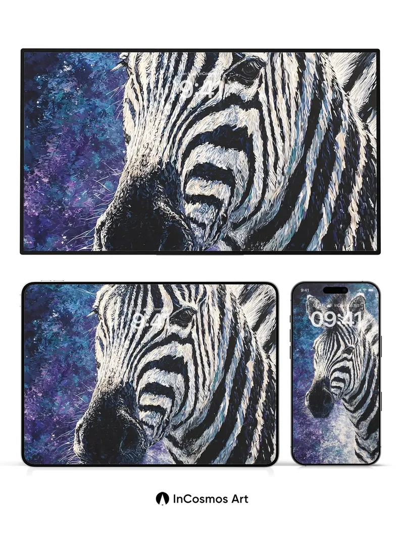 Cosmic Zebra Wallpaper with Starlight Stripes