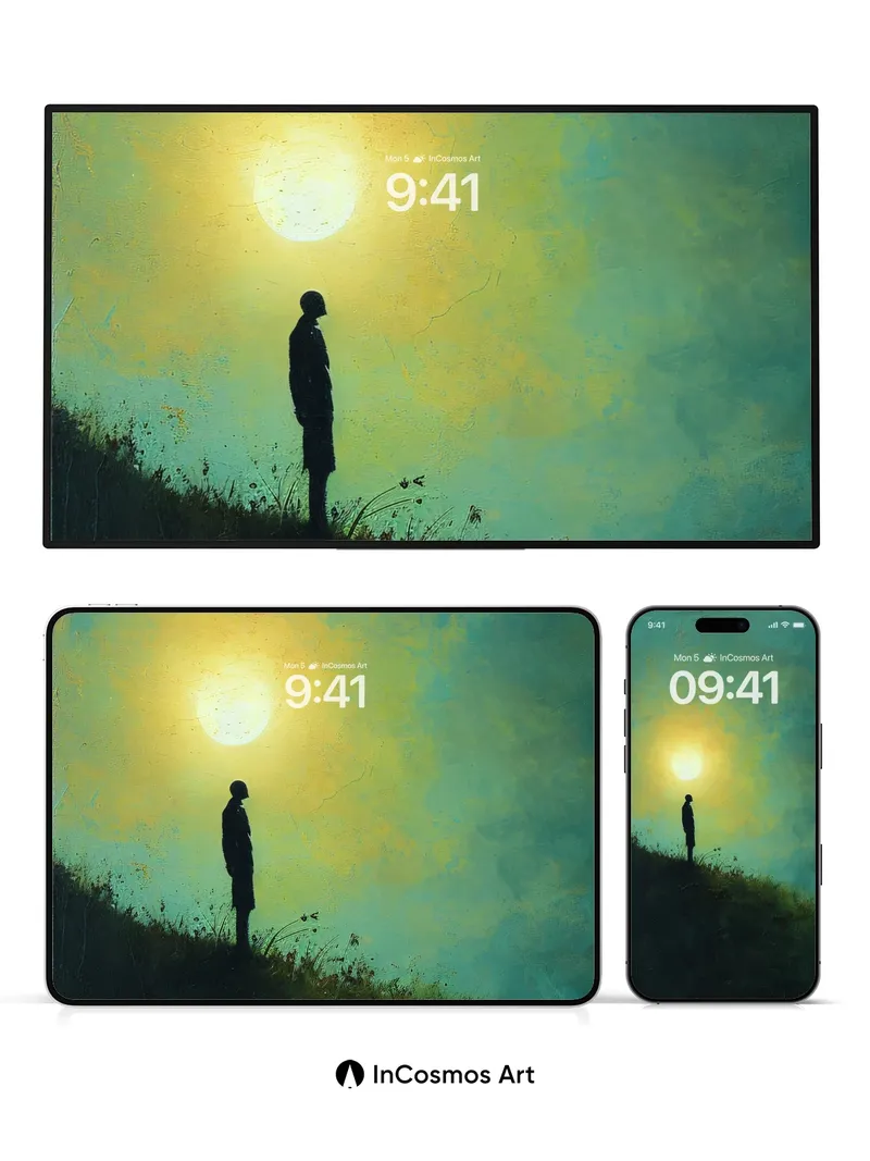 Solitary Horizon Wallpaper with Golden Hush