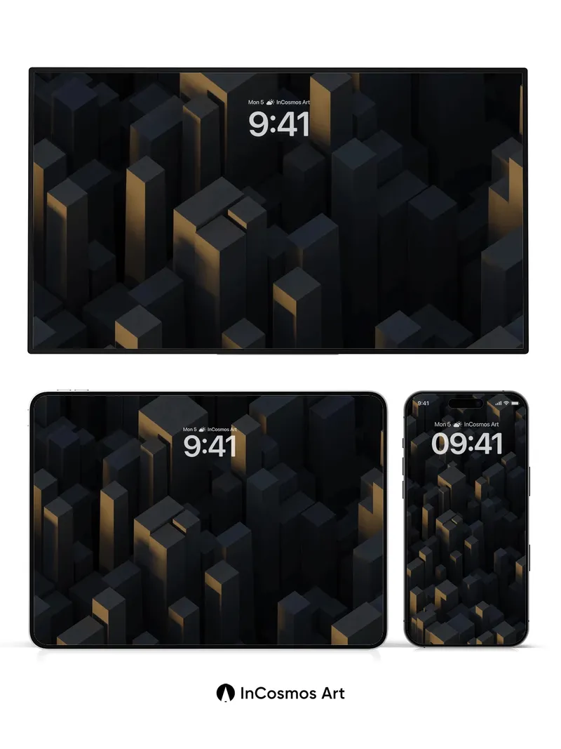 Shadowed Spire Wallpaper with Golden Edges