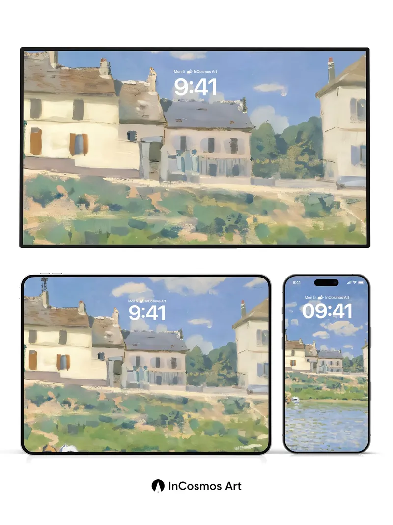 Serenity by the River Wallpaper with Impressionist Light