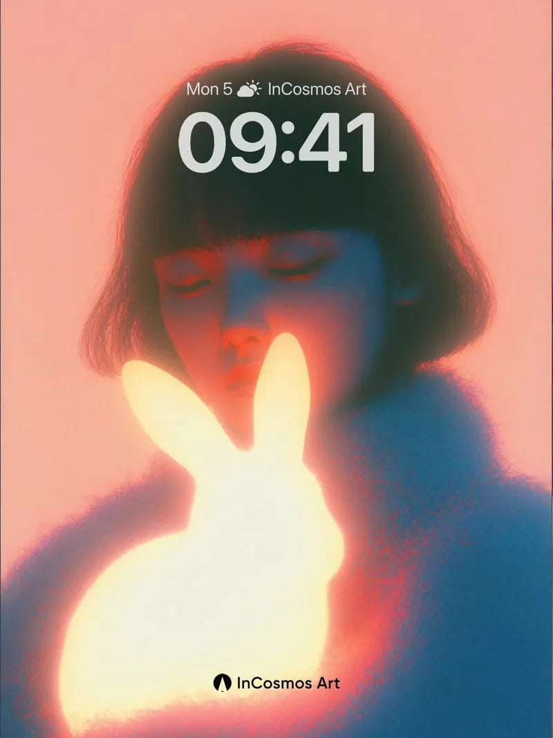 Luminous Hush Wallpaper with Glowing Bunny