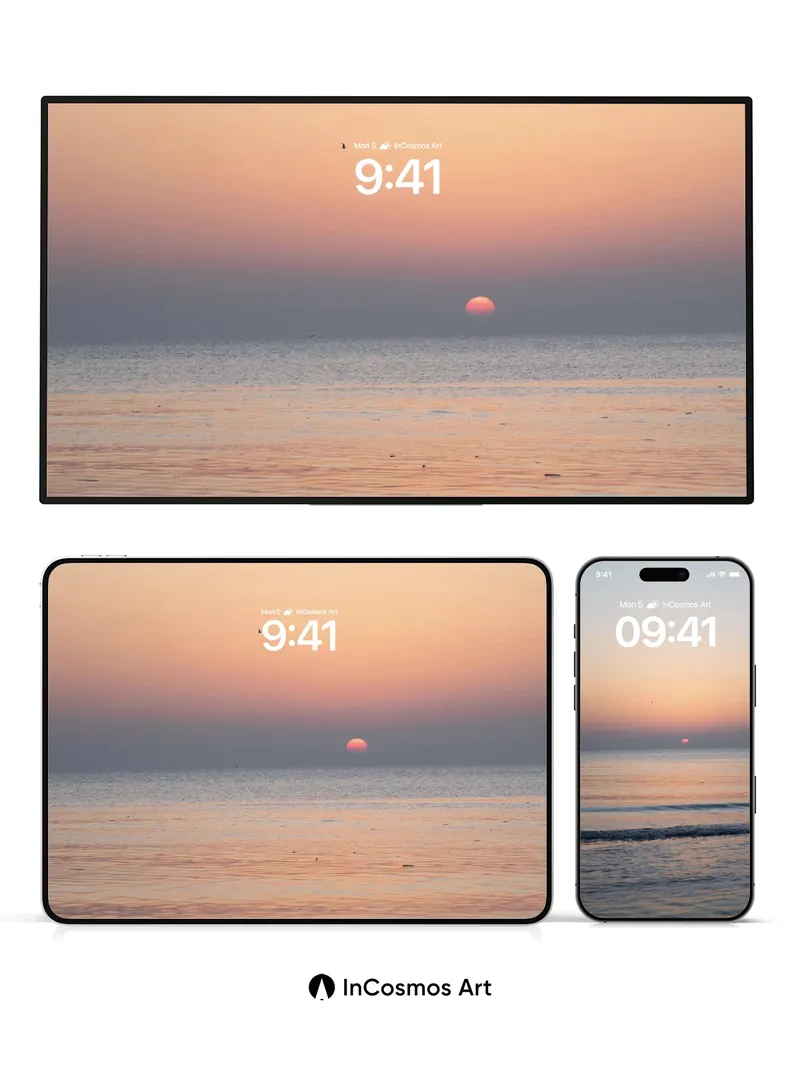 Serenity Horizon Wallpaper with Distant Sun