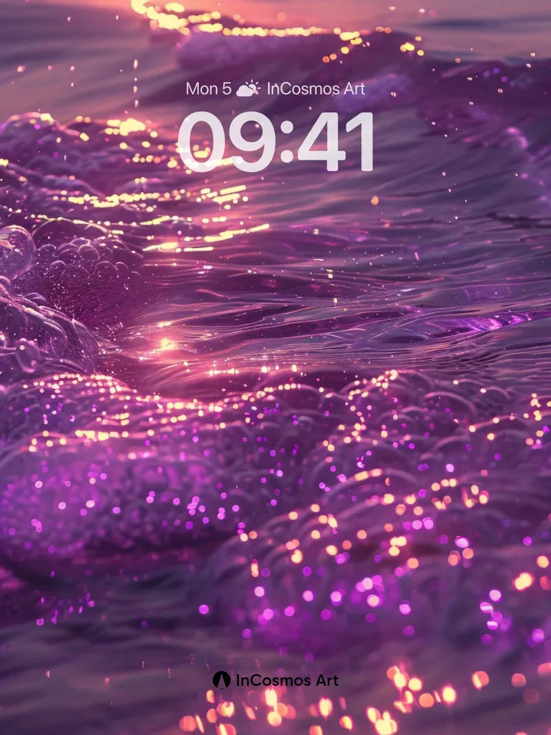 Luminous Tides Wallpaper with Cosmic Foam