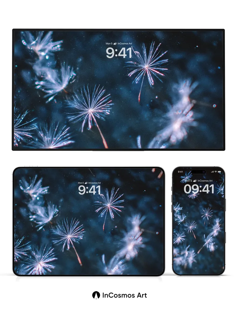 Frostwhisper Dandelion Wallpaper with Cosmic Drift