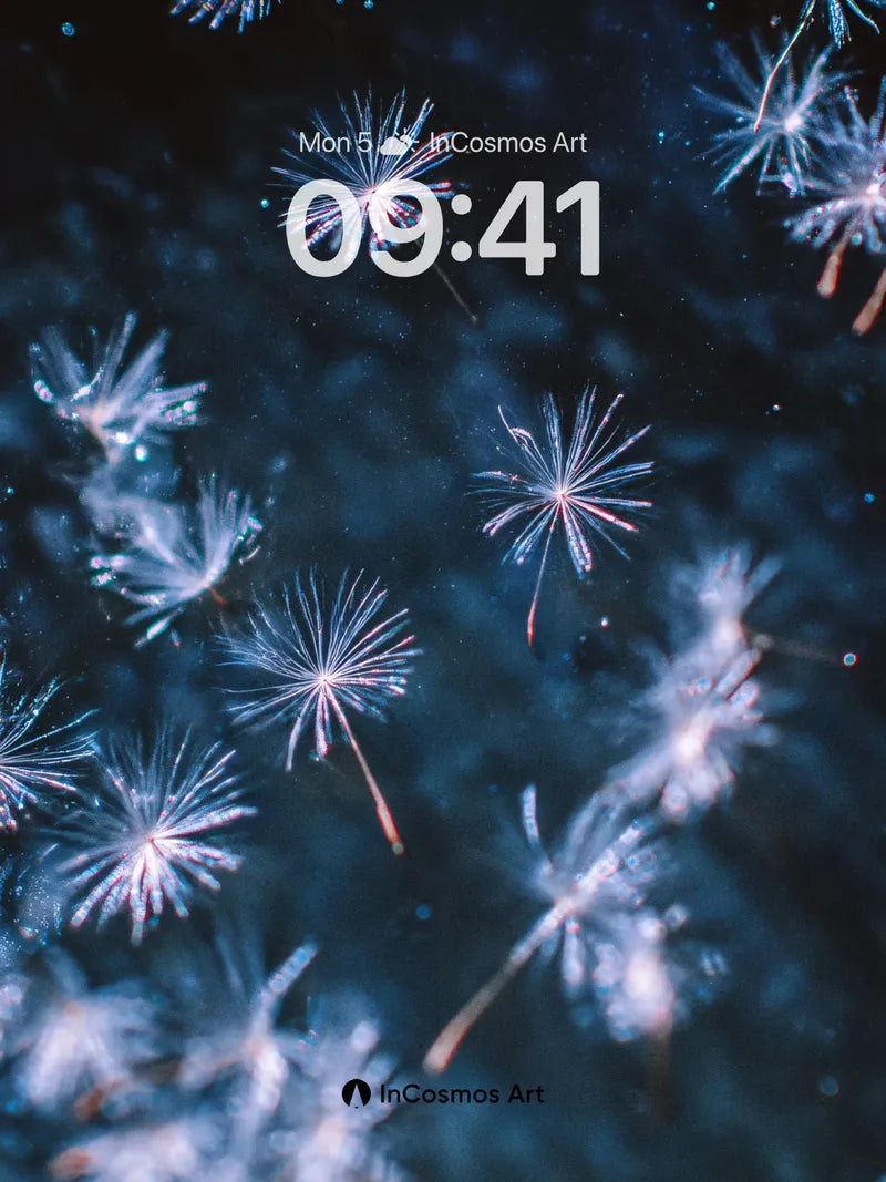 Frostwhisper Dandelion Wallpaper with Cosmic Drift