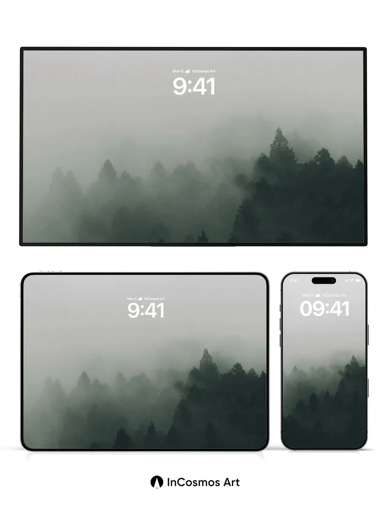 Mist-Cradled Forest Wallpaper with Whispering Pines