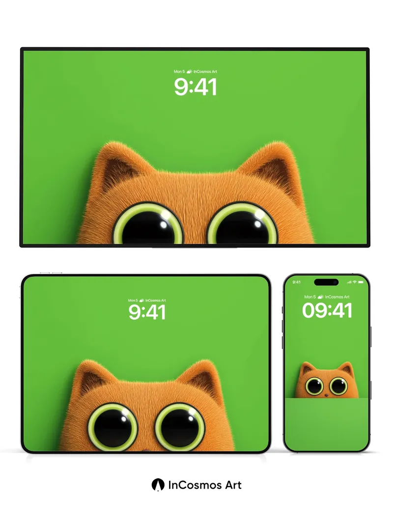 Peekaboo Feline Wallpaper with Luminous Eyes