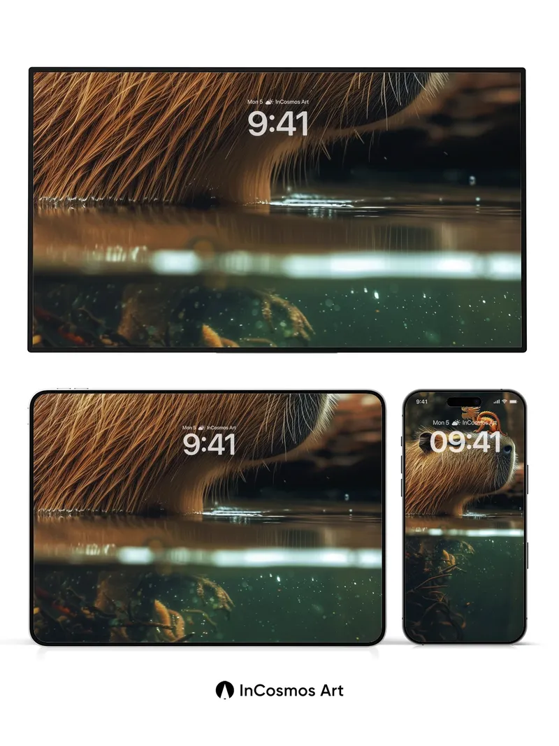 Whispering Water Wallpaper with Dragon Capybara