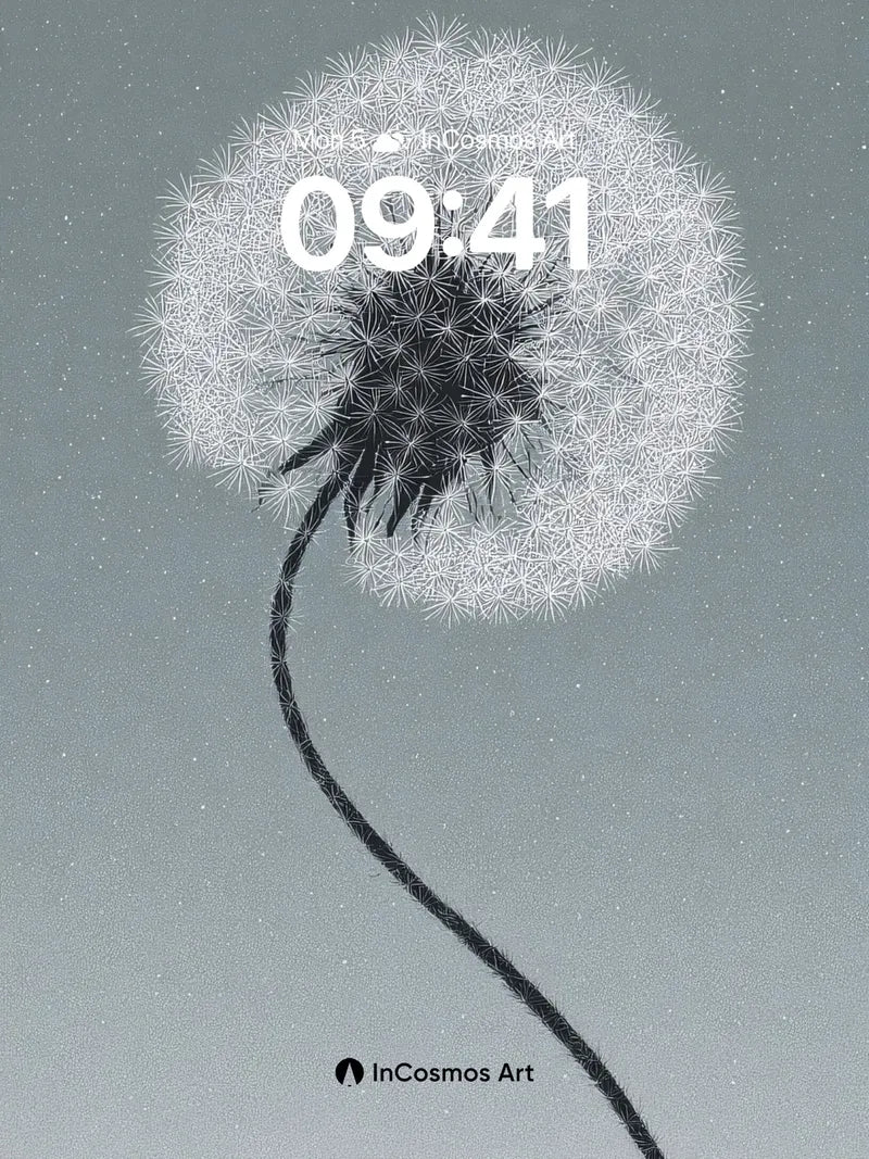 Serenity Dandelion Wallpaper with Starlight Texture