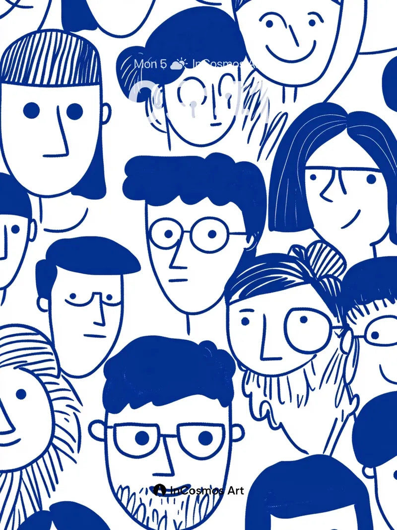 Playful Faces Wallpaper with Ink Sketch Charm wallpaper for iPhone, iPad & Mac