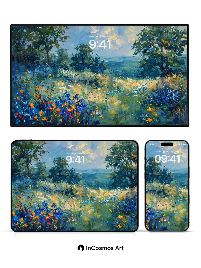 Whispering Meadow Wallpaper with Sunlit Hues