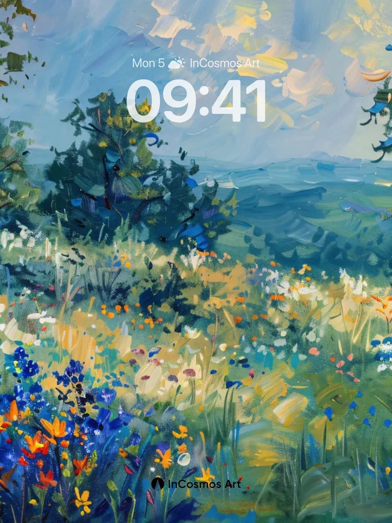 Whispering Meadow Wallpaper with Sunlit Hues