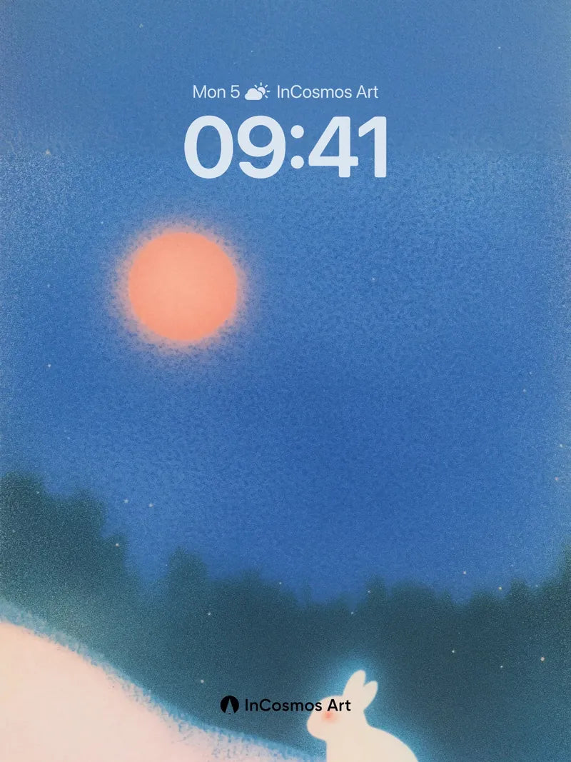 Lunar Hush Wallpaper with Glowing Bunny