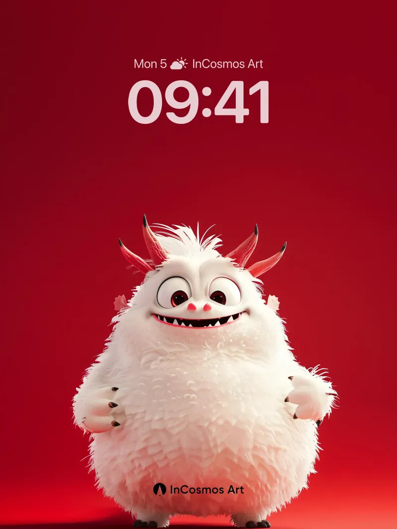 Playful Fluff Wallpaper with Crimson Backdrop wallpaper for iPhone, iPad & Mac