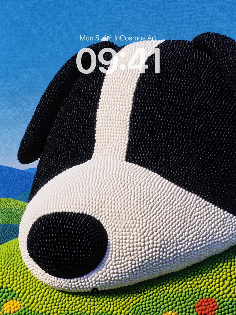 Playful Polka Dot Dog Wallpaper with Textured Fields wallpaper for iPhone, iPad & Mac