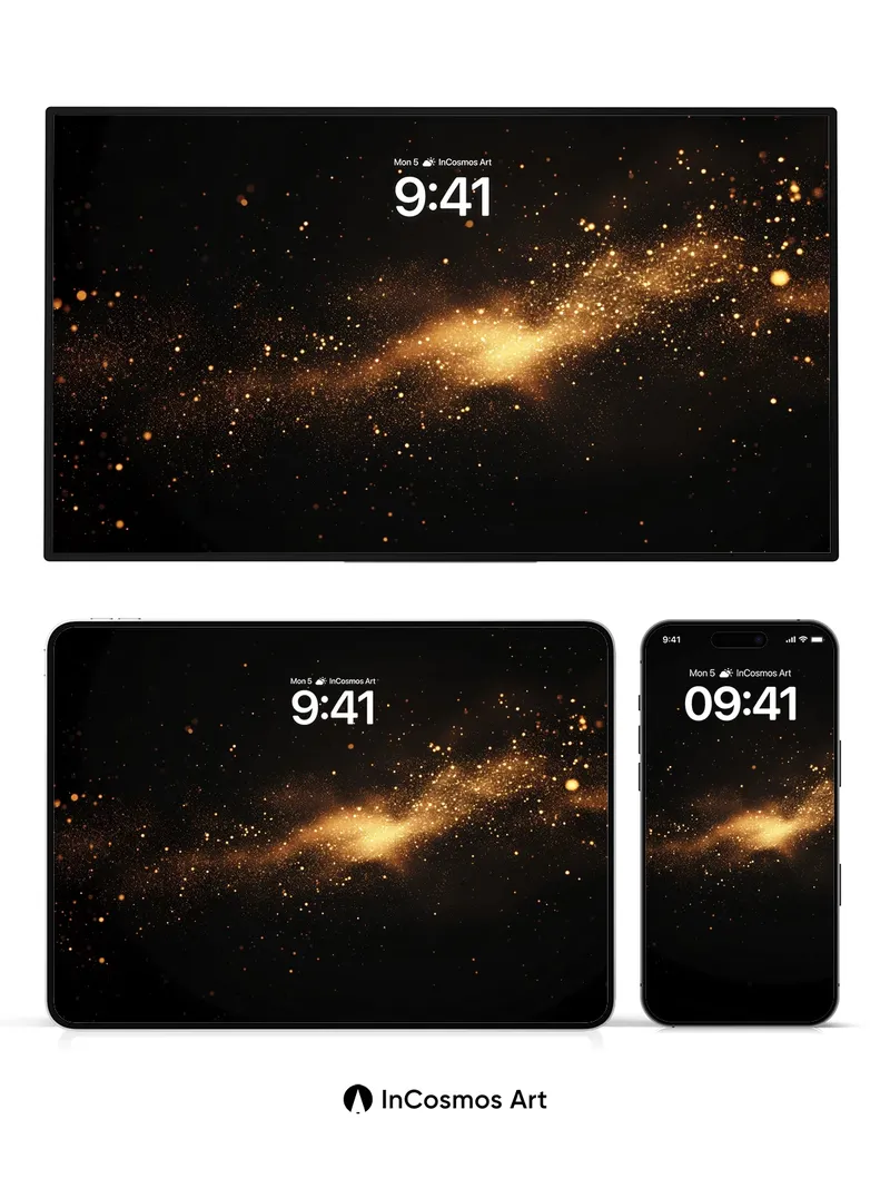 Golden Nebula Wallpaper with Cosmic Dust Trails