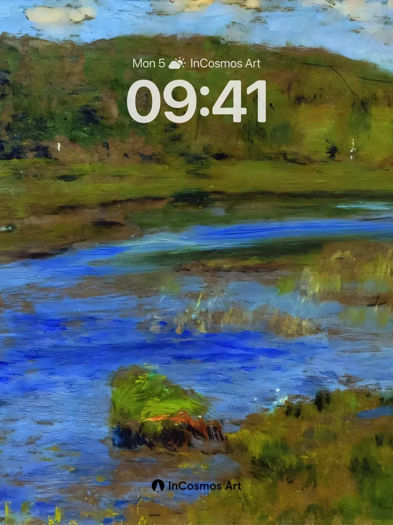 Serenity River Wallpaper with Impressionist Brushwork