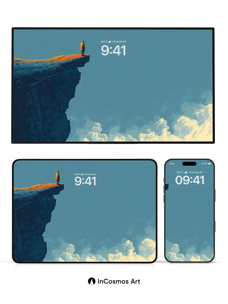 Solitary Horizon Wallpaper with Cliff Edge Glow
