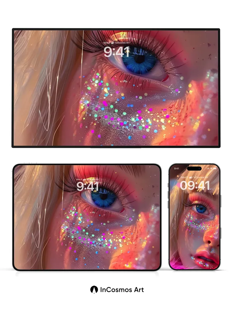 Neon Mirage Wallpaper with Glittering Light Trails