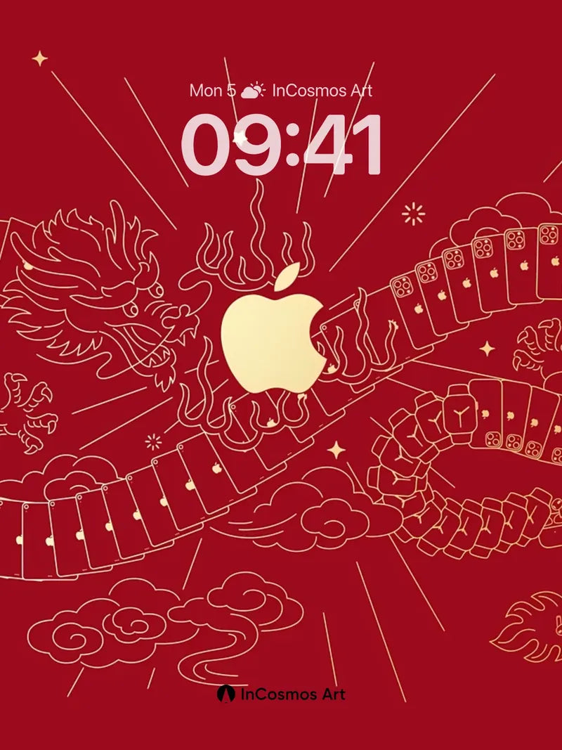 Luminous Dragon Wallpaper with Apple Core