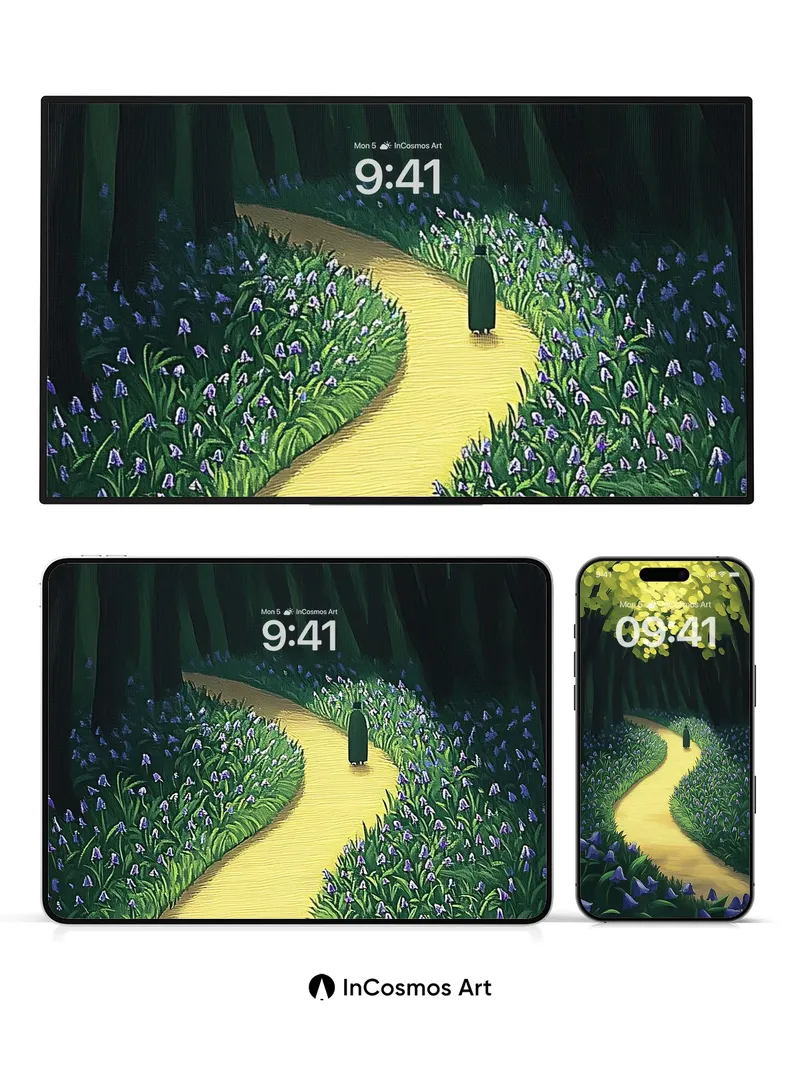 Whispering Path Wallpaper with Hidden Walker