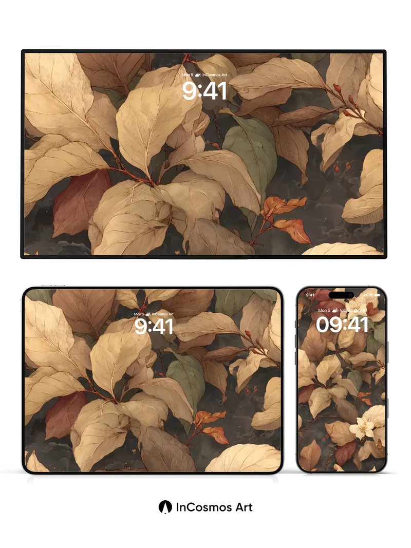 Autumn Hush Wallpaper with Floating Petals