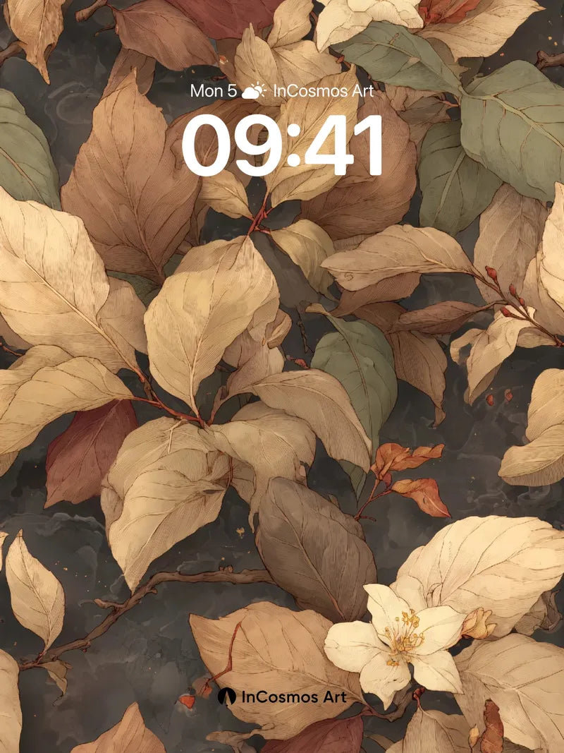 Autumn Hush Wallpaper with Floating Petals