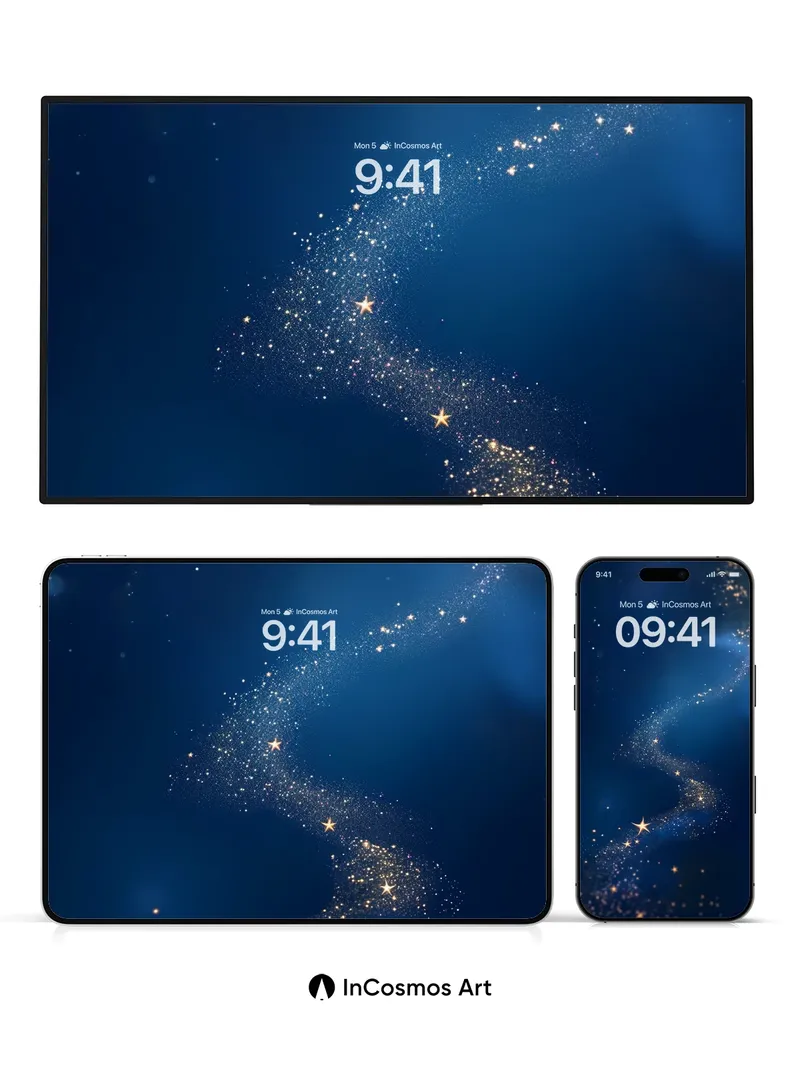 Stellar Whisper Wallpaper with Golden Trails