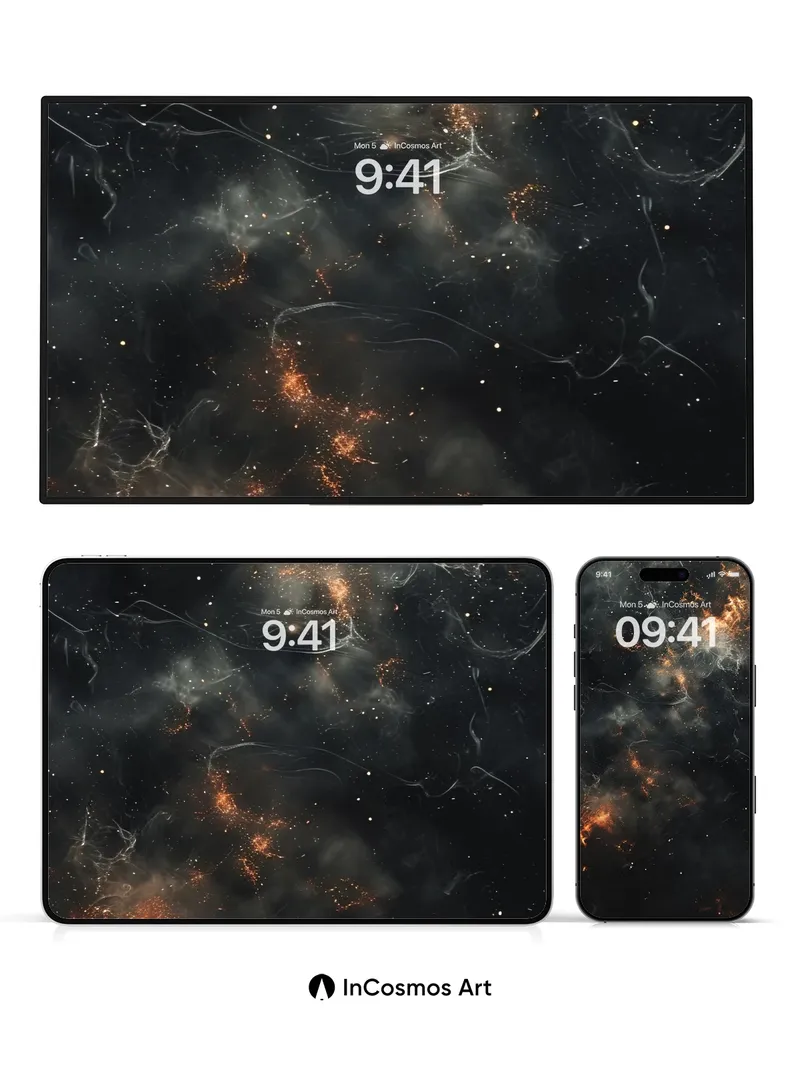 Cosmic Ember Wallpaper with Whispering Nebulae