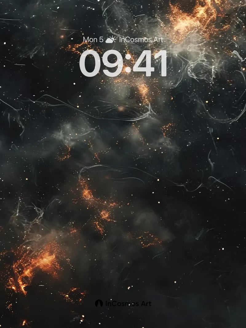 Cosmic Ember Wallpaper with Whispering Nebulae