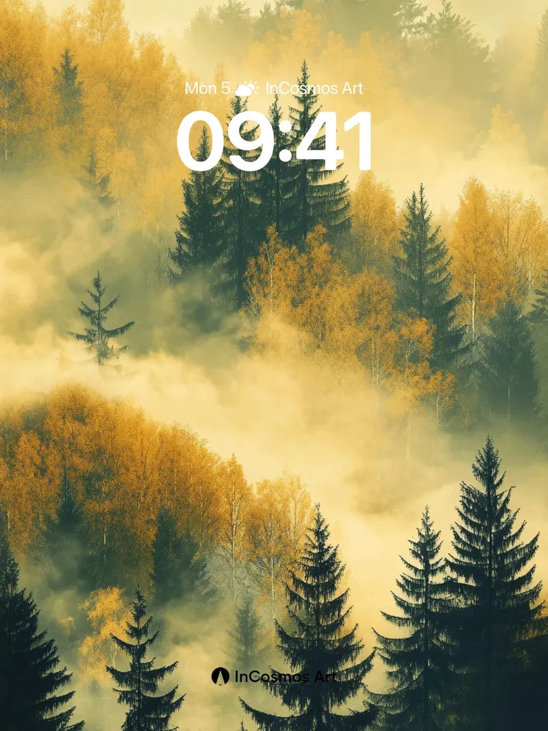 Golden Hush Wallpaper with Whispering Pines