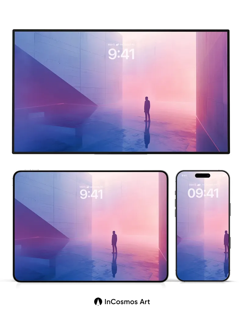 Fogbound Solitude Wallpaper with Neon Echoes